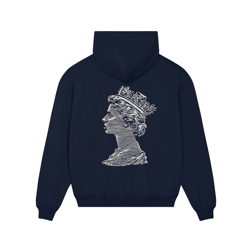 Queen Embroidered Oversize Hoodie – Navy Blue