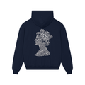 Queen Embroidered Oversize Hoodie – Navy Blue