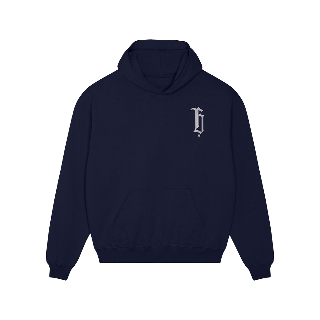 Queen Embroidered Oversize Hoodie – Navy Blue