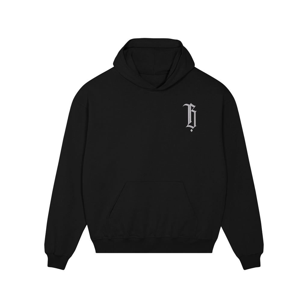 Uzi Gothic Emblem Oversize Hoodie – Black
