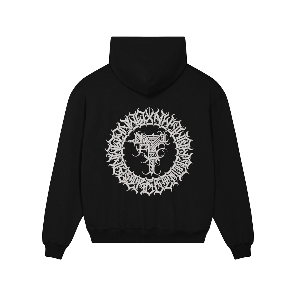 Uzi Gothic Emblem Oversize Hoodie – Black